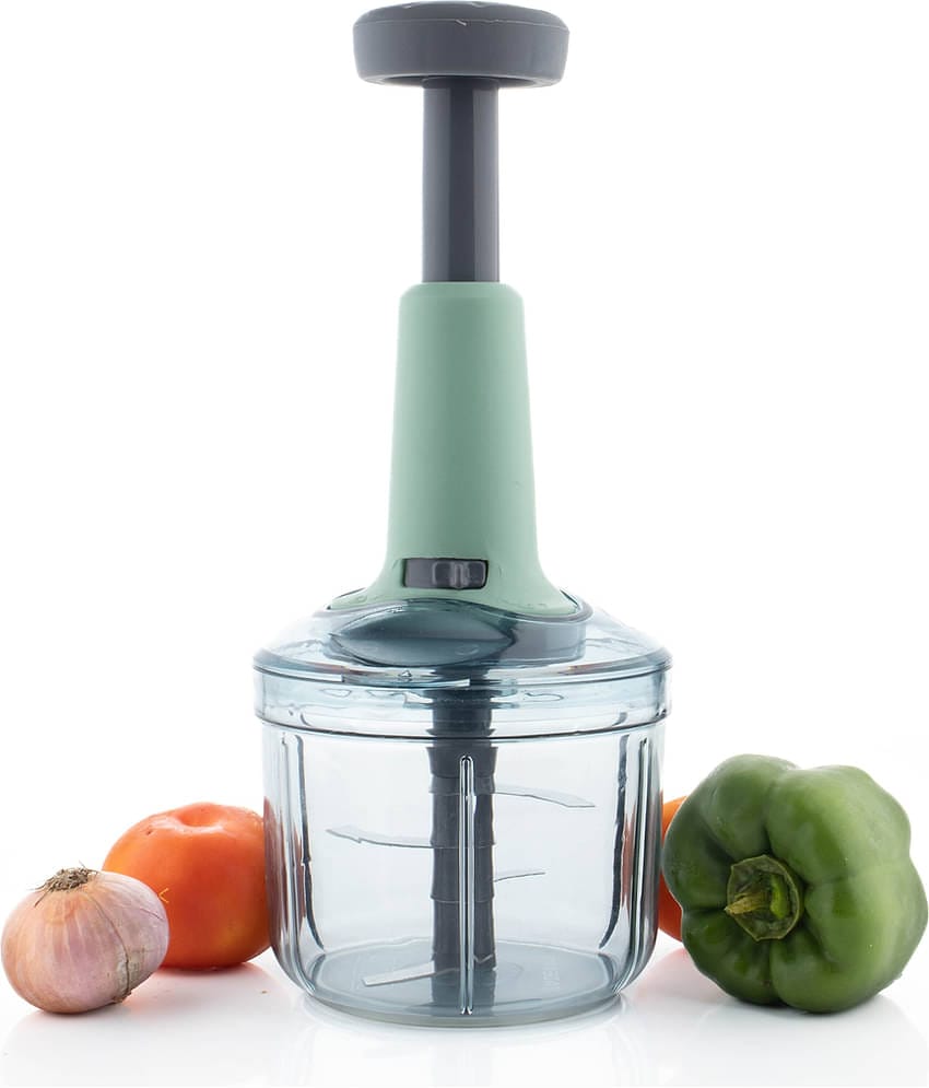 FIT4CHEF Onion Chopper Multicolour Stainless Steel Mannual Chopper 900 ml ( Pack of 1 )