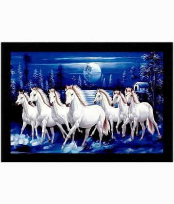 SNDArt - Vastu 7 Ruuning Horses Painting With Frame For Home Decor Gift Items 11 x 14 inch