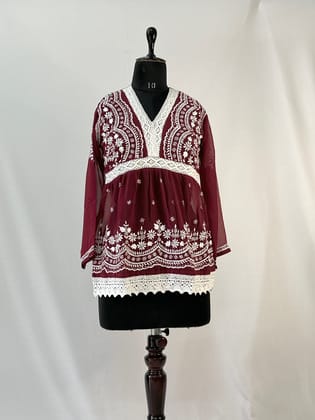 Georgette lace short kurti