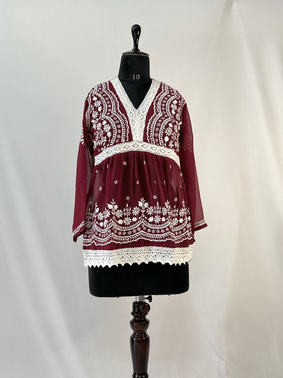 Georgette lace short kurti