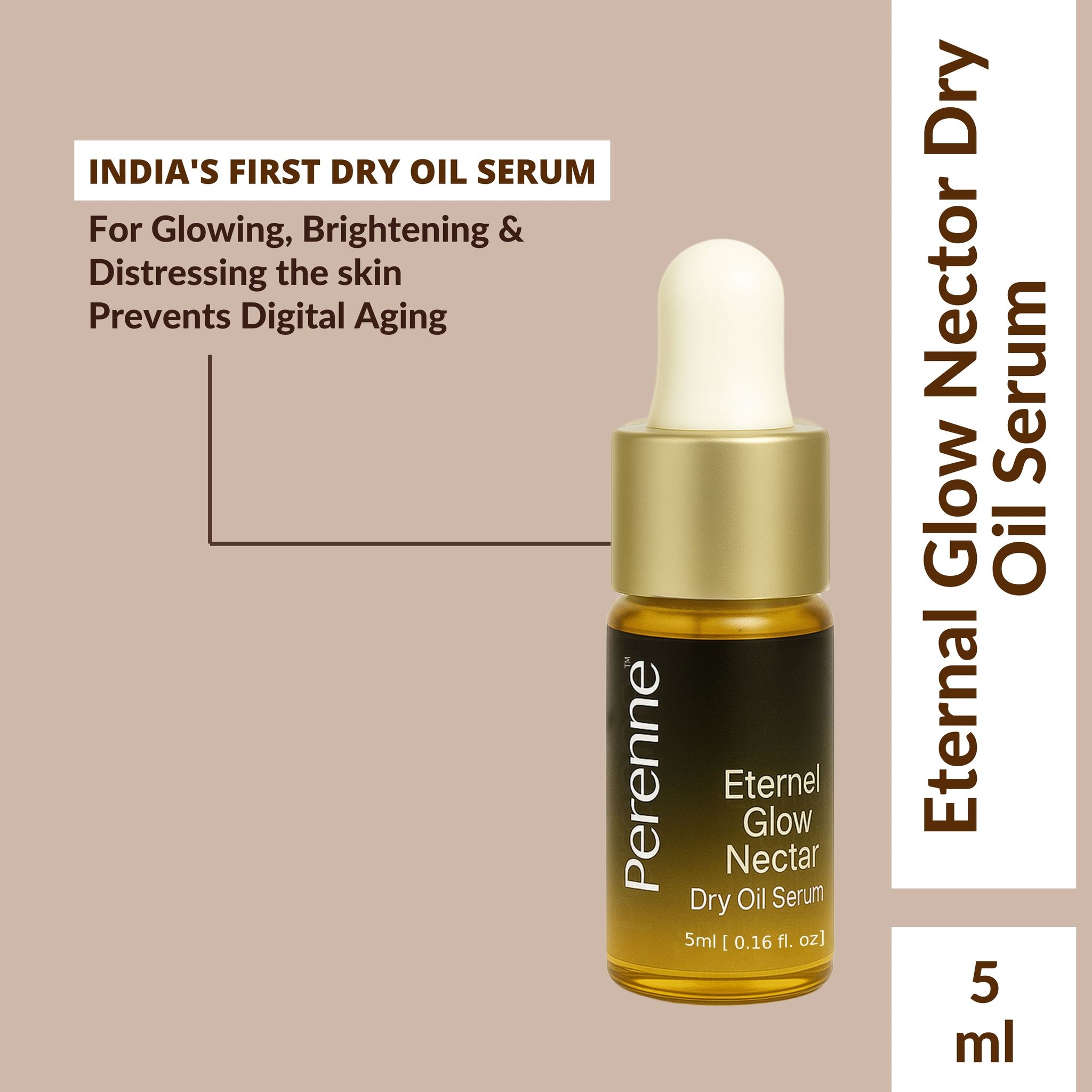 Perenne Eternal Glow Nectar Dry Oil Serum | Glowing & Brightening | Prevents Digital Aging | Non-Greasy & Lightweight (5ml & 30ml)-Pack Of 1 (5 ml)