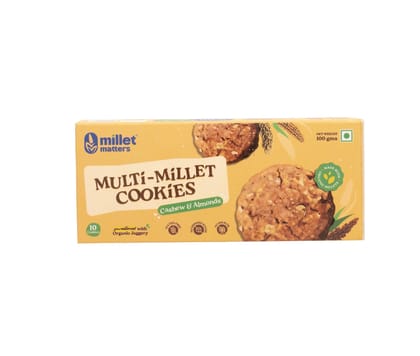 Millet Matters Multi Millet Almond Cashew Cookies – Organic Ragi, Jowar & Bajra (100 g)