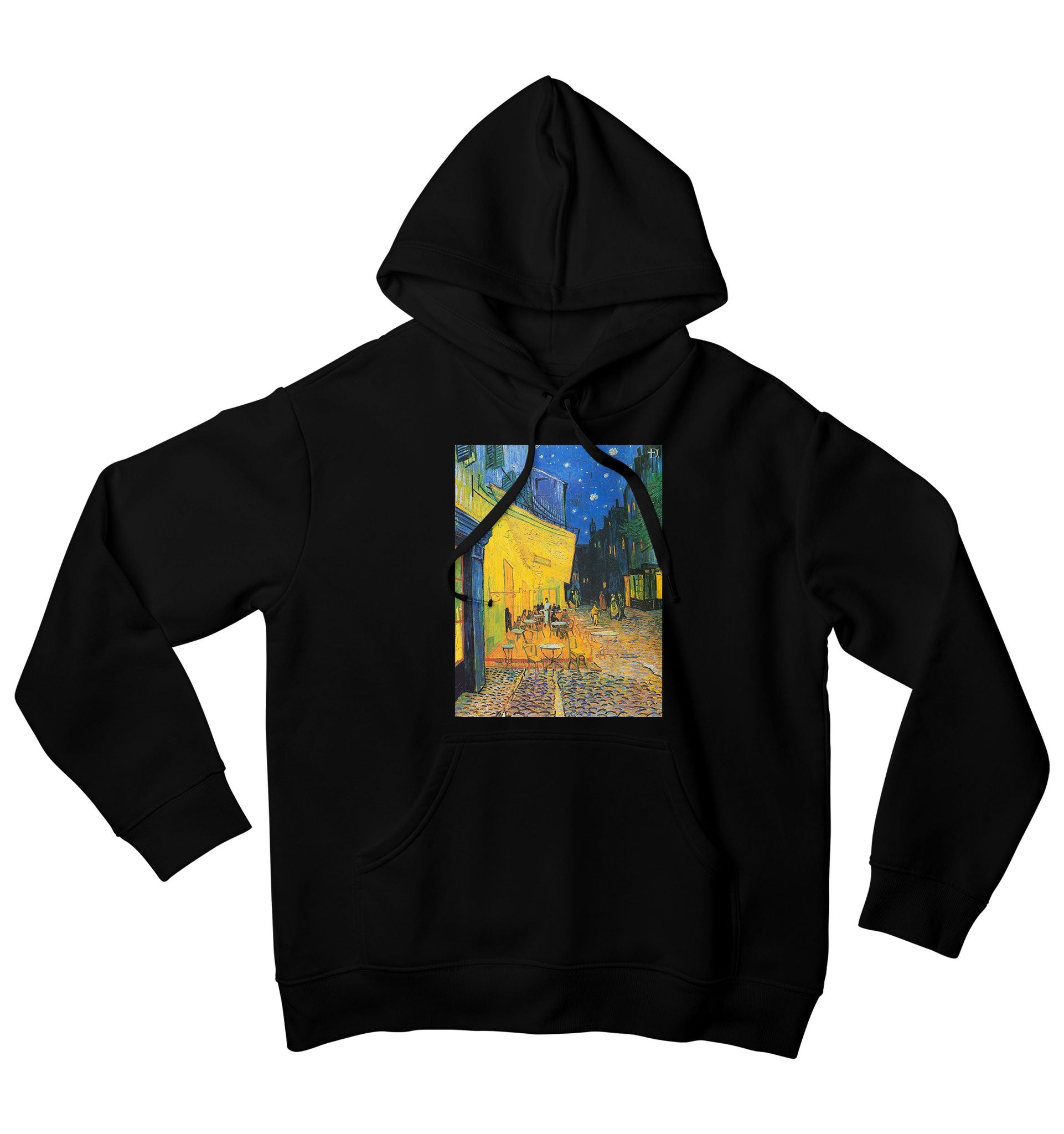 Café Terrace At Night Art Hoodie-40 - S / Black