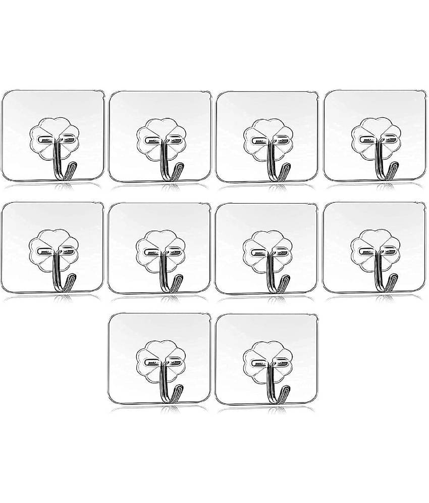 Self Adhesive PVC Flower Wall Hooks, Pack of 10
