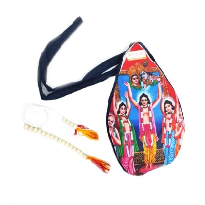 MAYAPURI Gaura Nitai Printed Chanting Bag/Japa Bag with Sakshi Mala Counter