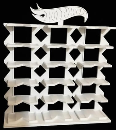 Premium 18-Car Display Rack in Pure White for Hot Wheels & 1:64 Scale Cars, Eco-Friendly Biodegradable Plastic, 24 cm H x 22.3 cm B x 4.8 cm W (White)