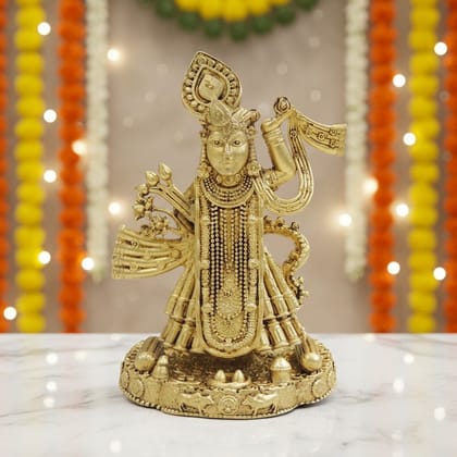 Brass Shrinath Ji God Idol | Krishna Form Decor, Height : 4 Inch (BSMAS1886 D)
