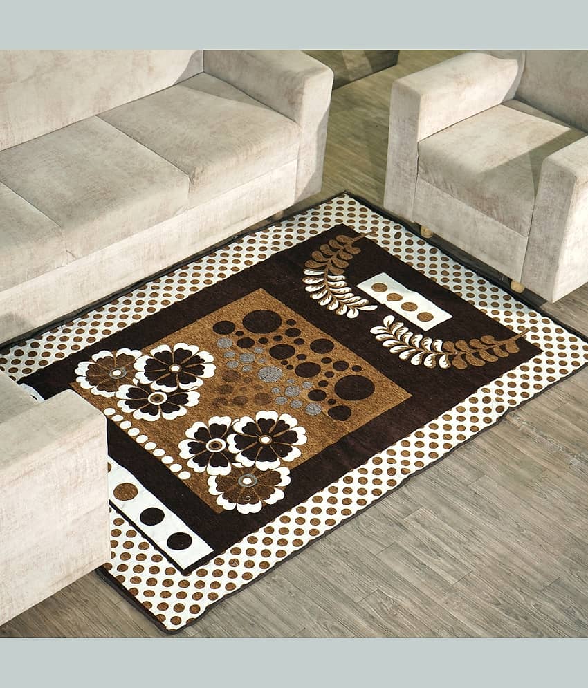 FURNISHING HUT Maroon Velvet Carpet Abstract 5x7 Ft