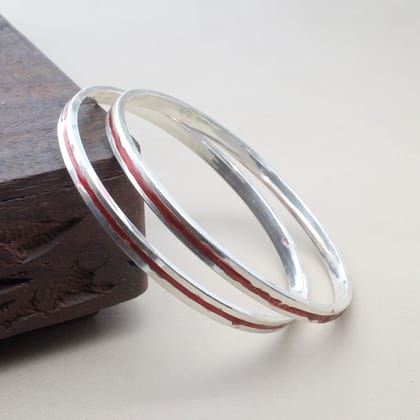 Red meena line Pure Silver Bangles for Astrology-5.4 CM (2.12 Inch) 2.2