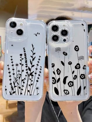 Black Leaf Grass Custom Slim Soft Case-Left Design