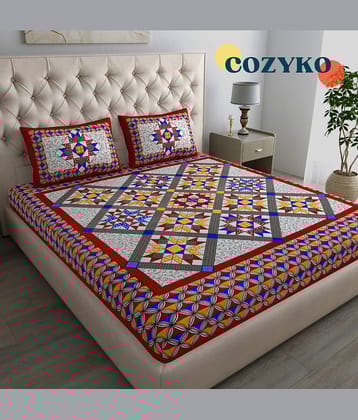 COZYKO Cotton 1 Double Bedsheet with 2 Pillow Covers ( Red )