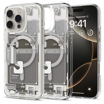 Spigen Ultra Hybrid MagFit Back Cover Case for iPhone 16 Pro, MagSafe Compatible, Air Cushion Technology - Polycarbonate + TPU | Zero One Natural Titanium Spigen Ultra Hybrid MagFit Back Cover Case for iPhone 16 Pro, MagSafe Compatible, Air Cushion Techn