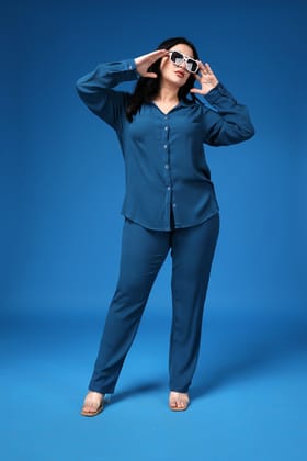 Solid Co-ord Set-Blue-L / L / Blue