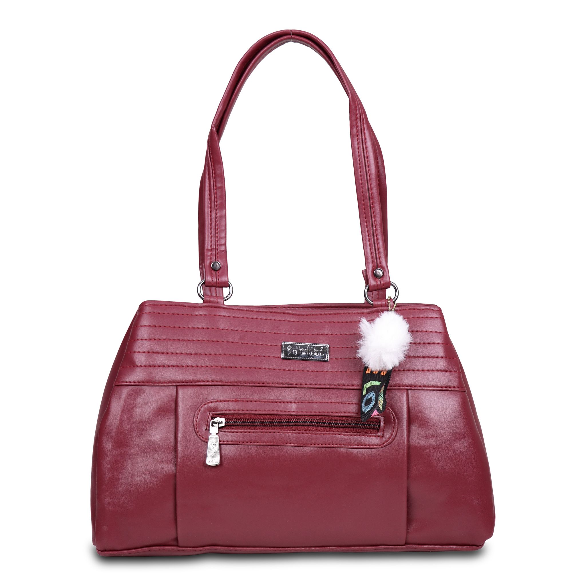Jothi Strivelle Premium Womens Handbag | 3-Zip Multi-Compartment Tote | Matte Finish Synthetic Leather | Lightweight & Water-Resistant | Soft Base | Wine