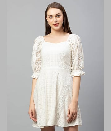 Globus - Cream Polyester Women's Fit & Flare Dress ( Pack of 1 )