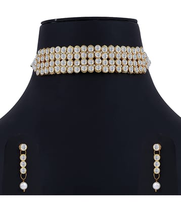 ShreejiHuf Alloy White Traditional Necklaces Set Choker