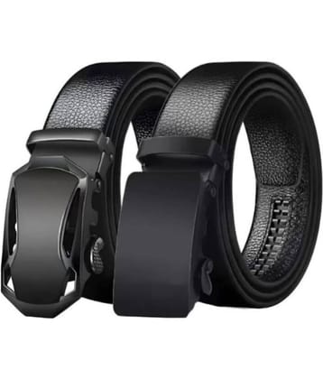 Clock21 - Black Leather Men's Casual Belt ( Pack of 2 )