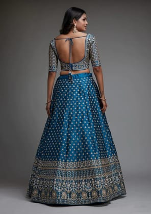 Sky blue  banglory silk embroidery work lehenga choli
