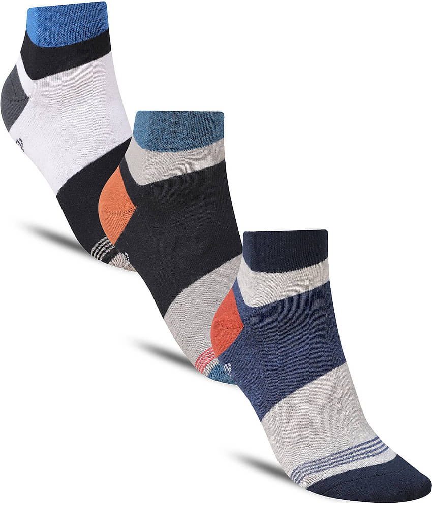 Dollar - Cotton Men's Striped Multicolor Ankle Length Socks ( Pack of 3 )