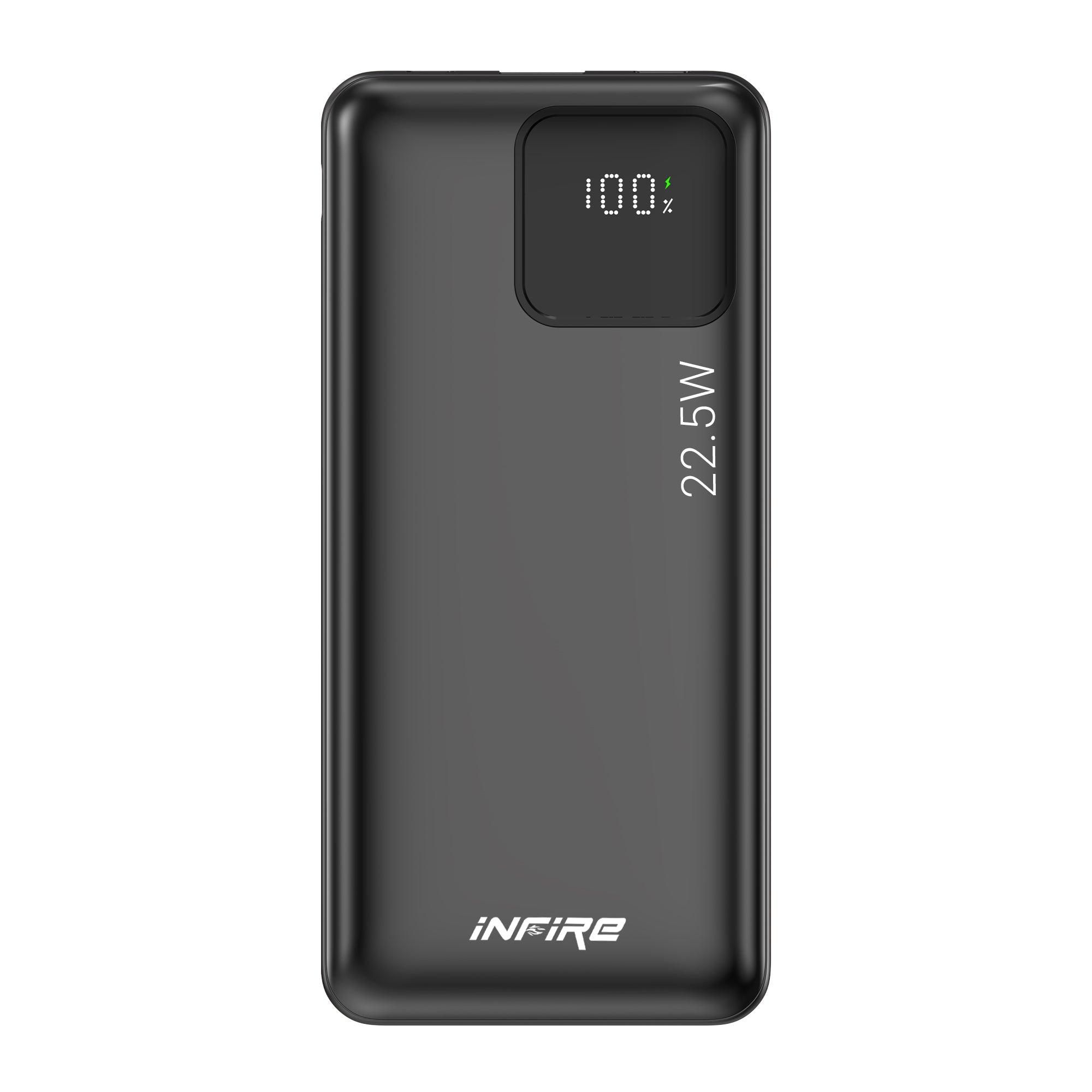 IGNITE QC PD Power Bank 22.5W Fast Charging | 1 USB Output , 1 Micro USB Input, Type C (Input & Output)| LED Display, Lightweight |  Lithium Polymer Power Bank-Black
