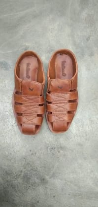 Mens Brown Cushioned Slide Sandals