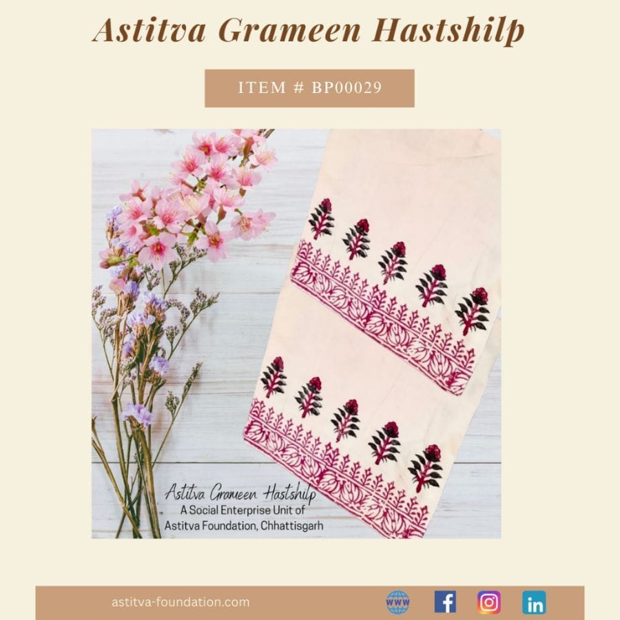 Hand Block–Printed Floral Cotton Placemats 