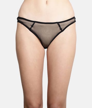 PrettyCat - Black Low Rise Thongs Lace Solid Women's Bikini ( Pack of 1 )