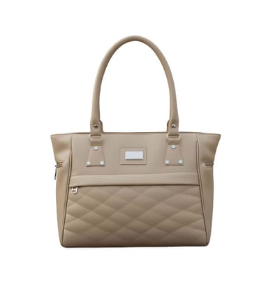 DARSHANS Women's PU Leather Solid Shoulder Zipper Handbag (Beige)-PID65125