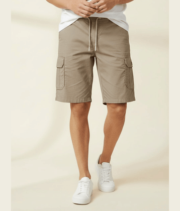 plounge Khaki Cotton Blend Men's Shorts ( Pack of 1 )