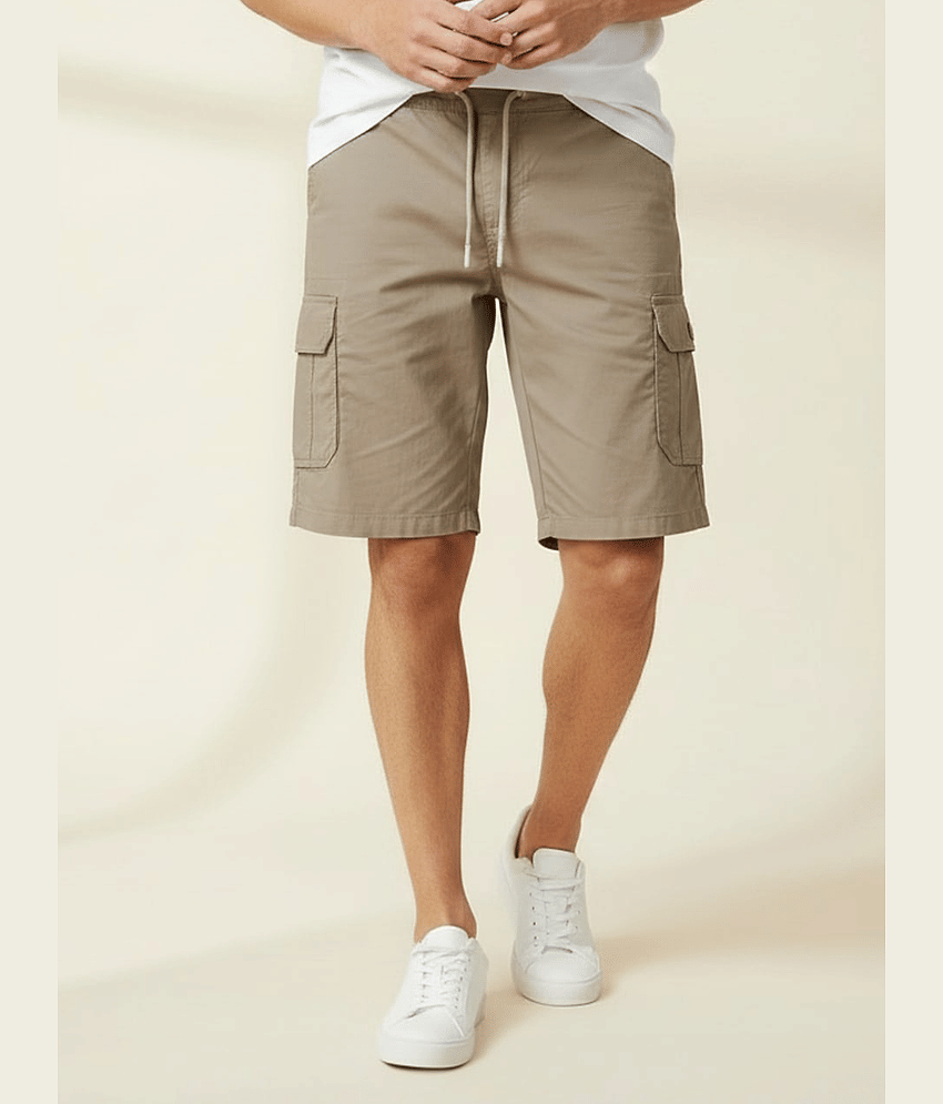 plounge Khaki Cotton Blend Men's Shorts ( Pack of 1 )