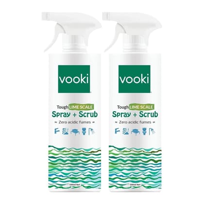 Vooki Ecofriendly Tough Lime Scale Stain Descaler Remover, Spray and Scrub Cleaner for Bathroom Taps, Basins, Showers & Floor Tiles - 500 ml (Pack of 2)… Vooki Ecofriendly Tough Lime Scale Stain Descaler Remover, Spray and Scrub Cleaner for Bathroom Taps, Basins, Showers & Floor Tiles - 500 ml (Pack of 2)…