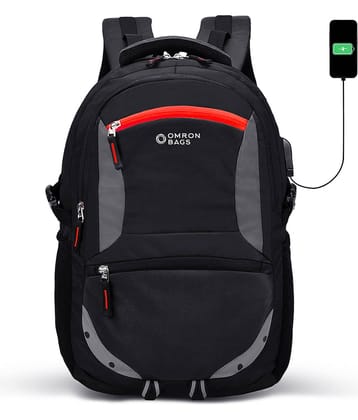 OMRON BAGS 35 Ltrs Polyester Backpack With Raincover *For Men & Women ( Black )