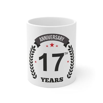 DARSHANS Ceramic 17th Anniversary Printed Coffee Mug (Color: White, Capacity:330ml)