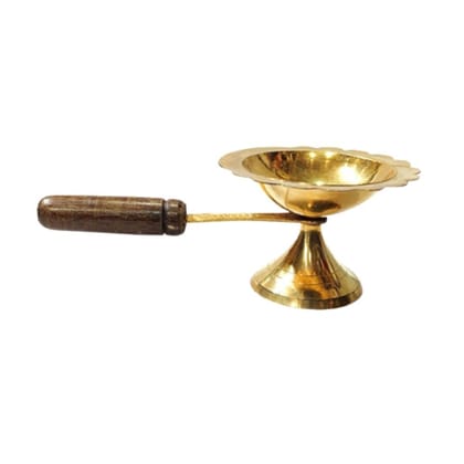 MAYAPURI Brass Dhoop Dani/Kapoor Dani/Campher Lamp Brass Table Diya