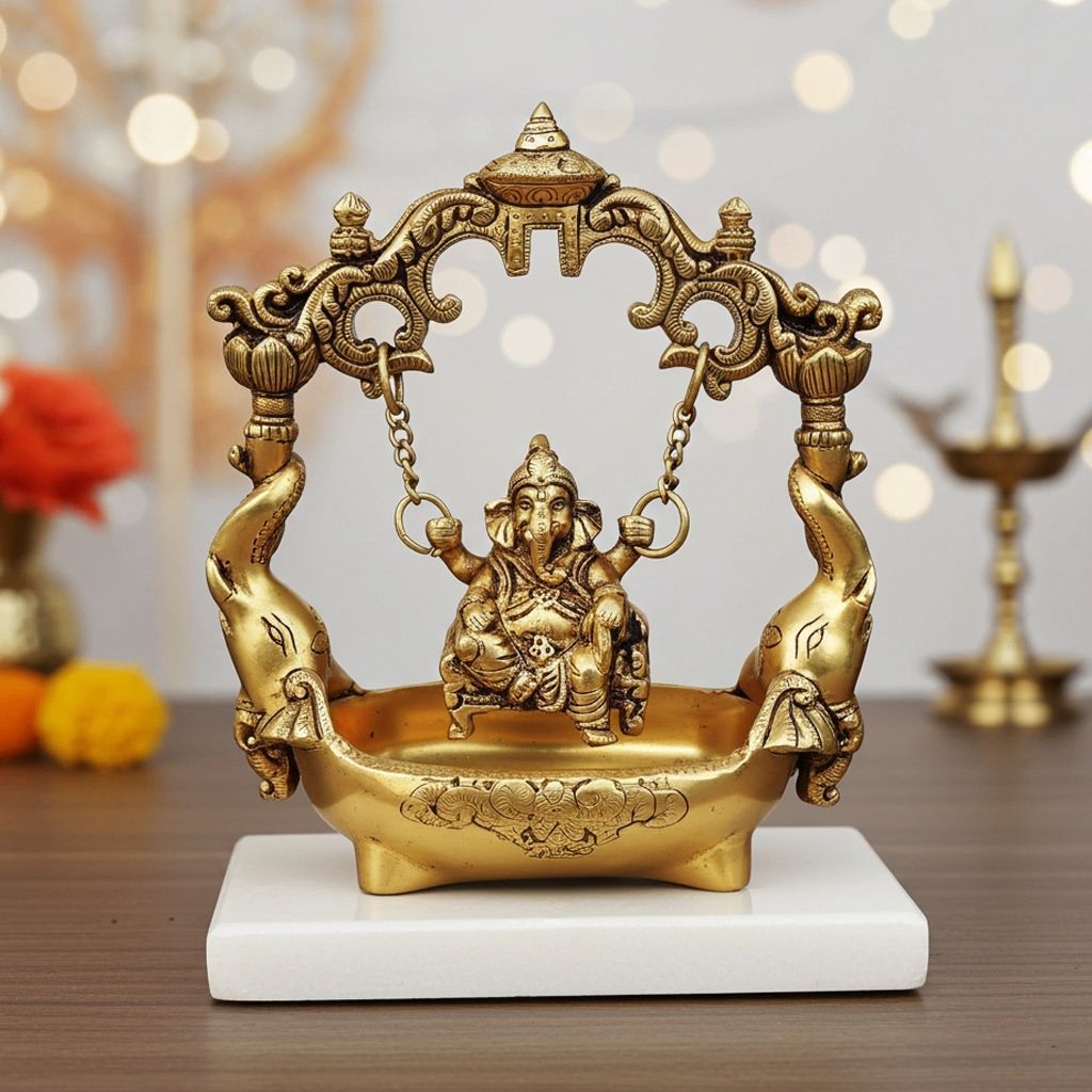 Brass Showpiece Ganesh Jhula God Idol Statue (BSMAS1757 C)