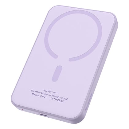 Baseus Magnetic Mini Wireless Fast Charge Power Bank 5000mAh 20W （With Simple Series Charging Cable Type-C to Type-C (20V/3A) 30cm White)-Purple / 5000mAh 20W