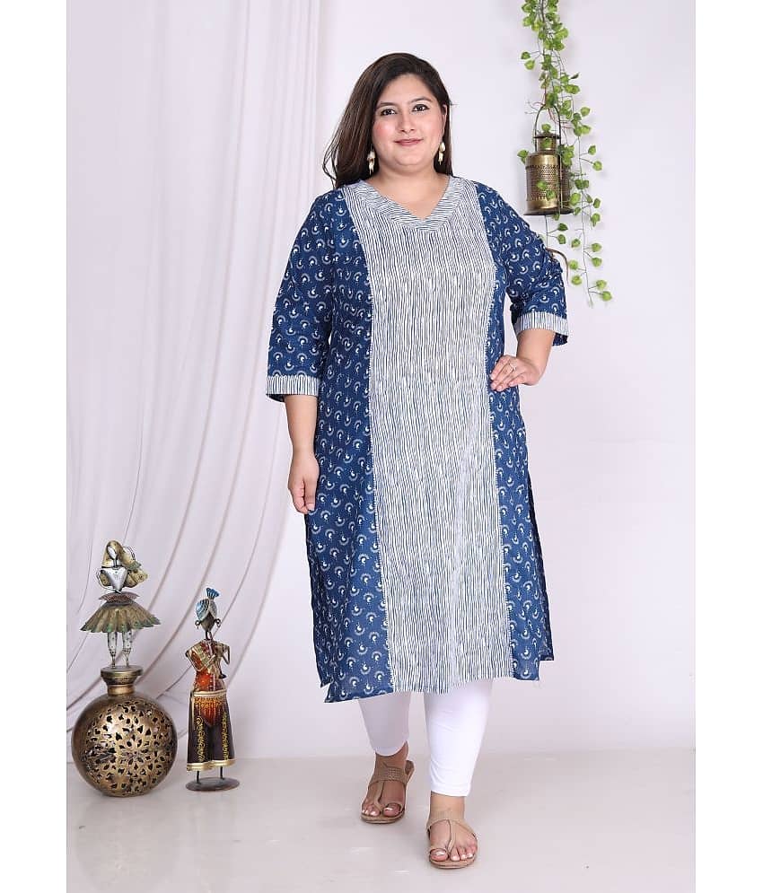 Swasti Cotton Printed Straight Women's Kurti - Blue ( Pack of 1 )