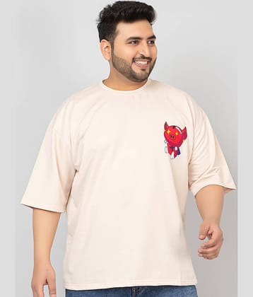 Chkokko Pack of 1 Cotton Blend Oversized Fit Men's T-Shirt ( Beige )
