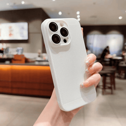 iPhone 12 Series Ultra Thin Mesh Heat Dissipation Cooling Breathable Case With Camera Protection-iPhone 12 Pro / White
