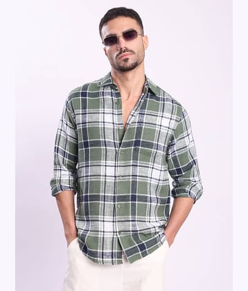 Bene Kleed 100% Cotton Slim Fit Checks Full Sleeves Men's Casual Shirt - Green ( Pack of 1 )