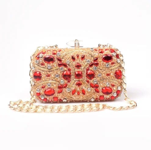 Beaded Bag Diamond Set Dinner Bag Gold Crystal Red Diamond Handmade Bag Women's Handbag