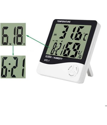 BD Temperature, Humidity, Time Display Meter with Alarm Clock, Wall Mount or Table Top