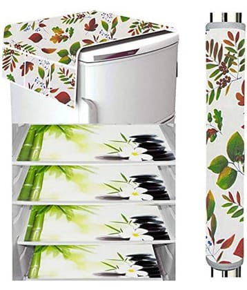 PVC Floral Fridge Mat & Cover ( 97 55 ) Pack of 6 - Green