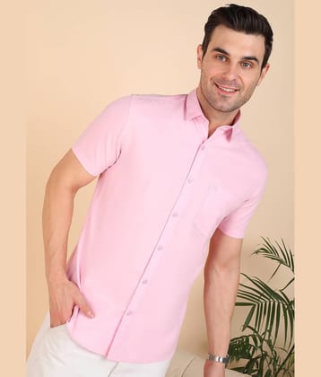SAM & JACK 100% Cotton Slim Fit Solids Half Sleeves Men's Casual Shirt - Pink ( Pack of 1 )