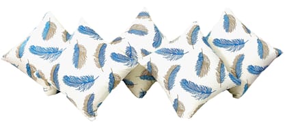 Omkar by 3 Inc. Set of 5 Decorative Hand Embroidered Sparkling Rays Silk Satin Pillow Cushion Cover for Living Room Bedroom Sofa (16x16 Inch- 40x40 Cms)(Leaf Design Cushion)