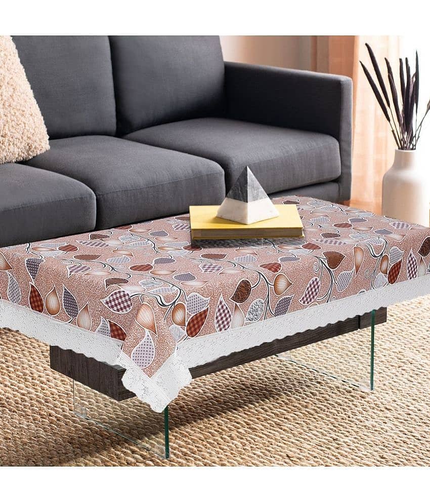 Printed PVC 4 Seater Rectangle Table Cover ( 152 x 92 ) cm Pack of 1 Beige