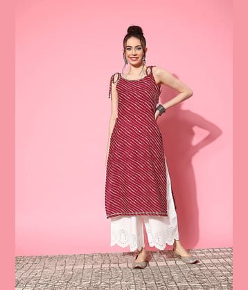 Stylum Cotton Striped Straight Women's Kurti - Red ( Pack of 1 )