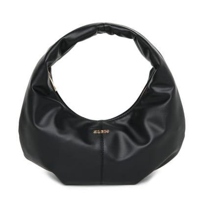 Vegan Hobo Shoulder Bag (S)-Black