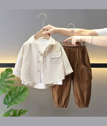 Ocvito Boys Cotton Shirt & Shorts Set ( Brown , Pack of 1 )