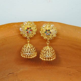 Traditional 1gm gold and micron plated  jhumkis